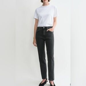 Toteme Twisted Seam Denim Jean Straight Leg Women Size 24 Mid Rise Grey Black